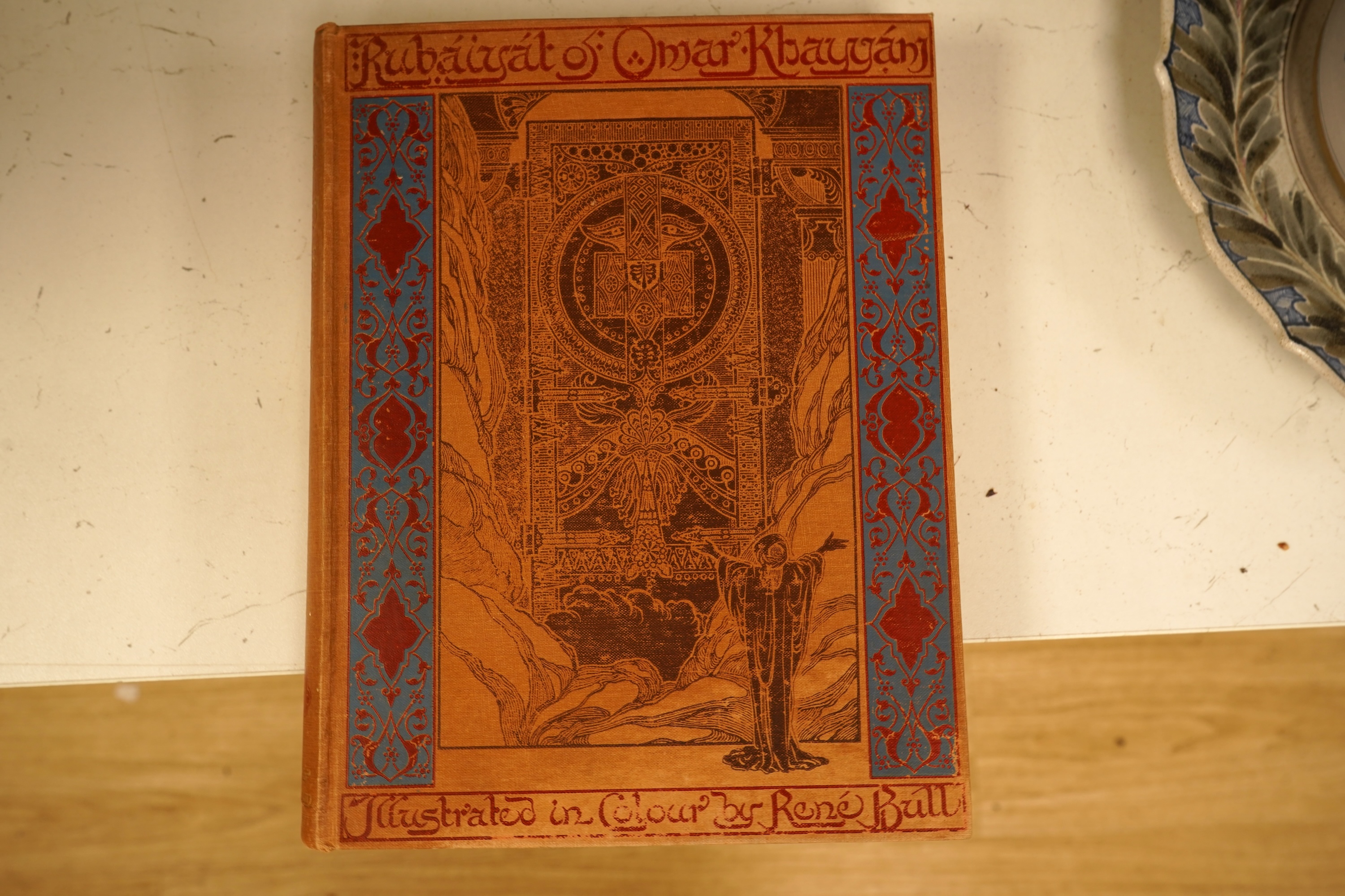 Fitzgerald, Edward - Rubaiyat of Omar Khayyam ... illus. in colour and line by René Bull. decorated title, 29 coloured and mounted illus. and num. others (blue printed and most within decorated borders); publisher's colo